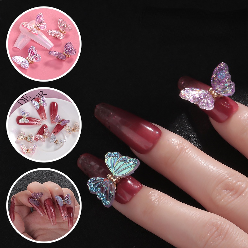 1 Hộp Kim Tuyến Hình Bướm Đính Móng Tay