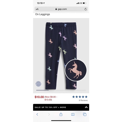 Set 4c Quần Legging G.A.P Cho bé gái 1-5T