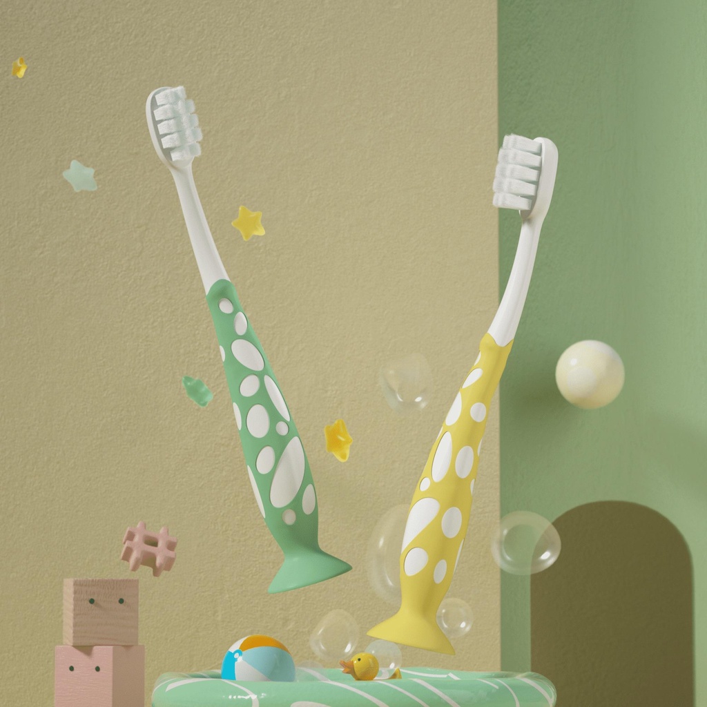 Bàn chải đánh răng cốc hút chân không cho bé Alilo T3 Kids Soft Toothbrush (Gói 2 chiếc) lông mềm siêu mịn