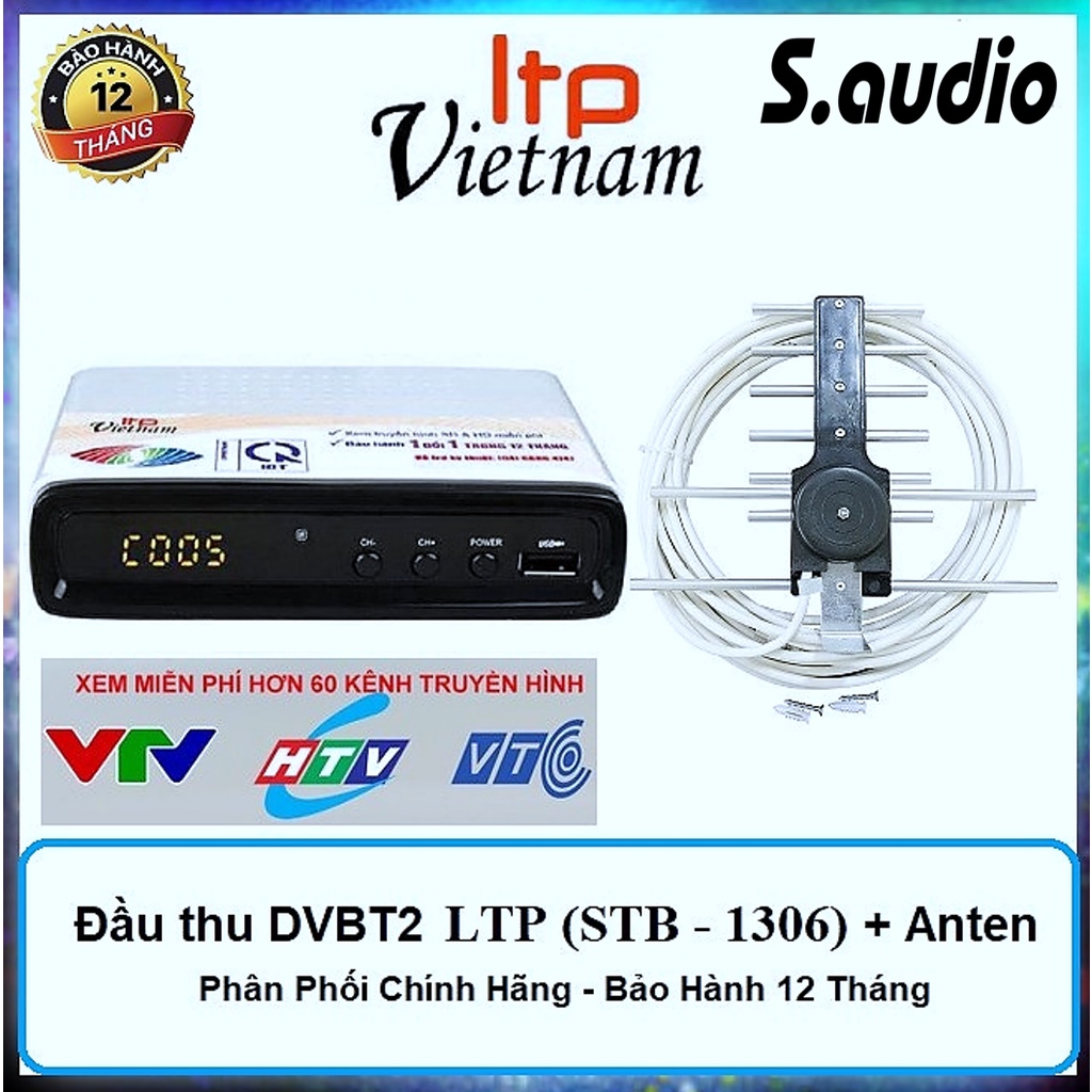 đầu DVB T2 LTP 1306 đầu thu truyền hình số mặt đất tặng anten 15m dây | Chính hãng bảo hành đổi mới 12 tháng