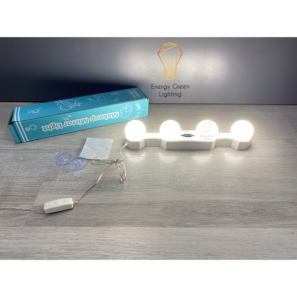 Bộ 4 bóng đèn led Energy Green Lighting dán gương trang điểm nhà tắm chiếu sáng tiện lợi BL-033 - Có video thực tế