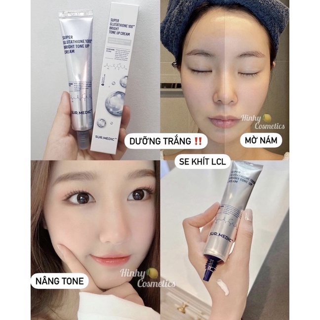 Kem Dưỡng Trắng Da SUR MEDIC Super Glutathione 100 Bright Tone Up Cream 40ml Hàn Quốc