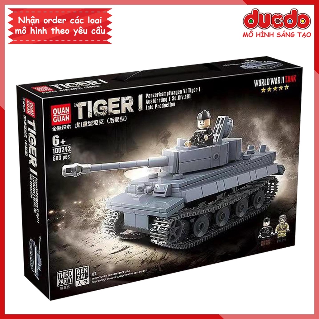 Lắp ghép Siêu tank hạng trung Tiger I của Đức - Đồ chơi Xếp hình Mô hình WW2 QuanGuan 100242
