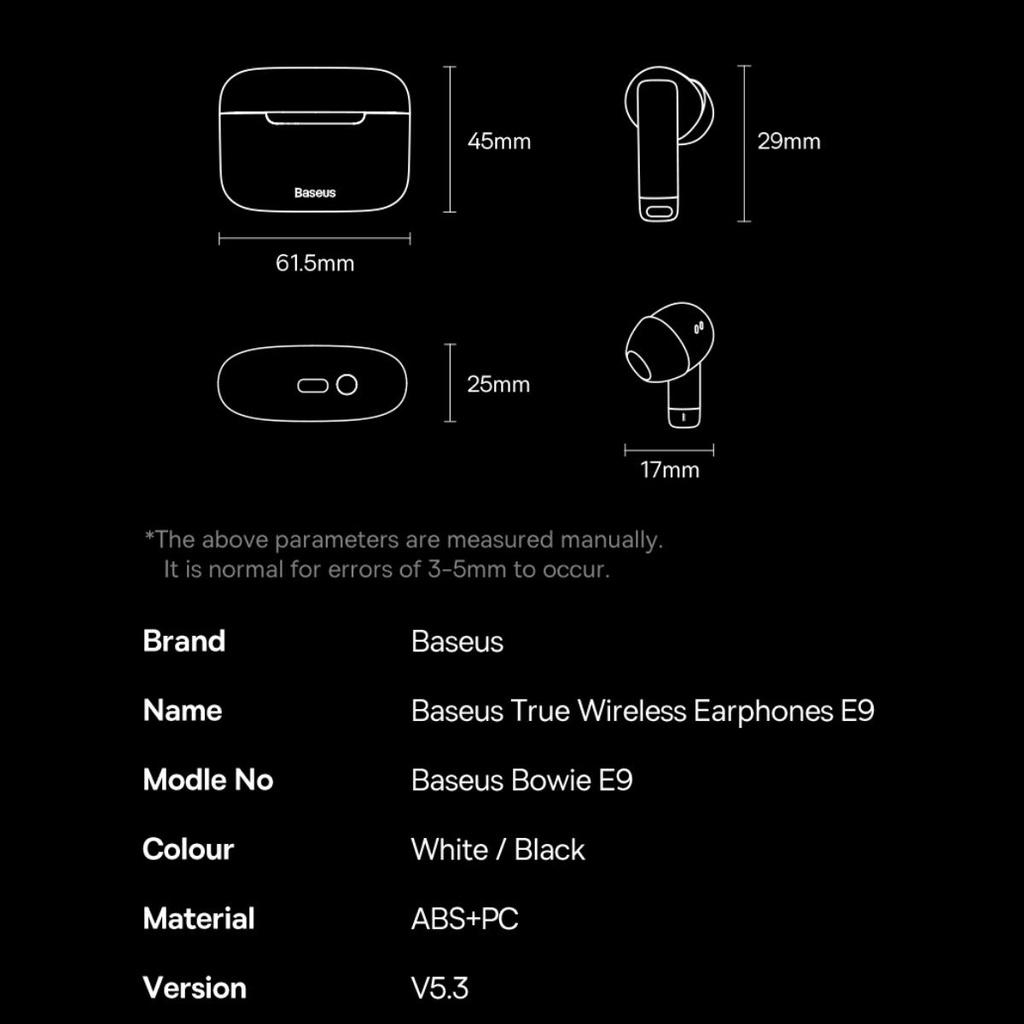 Tai Nghe Bluetooth Bowie E9 True Wireless Earphones Bluetooth 5.3 , 5~30h Using, Wireless charging, APP LVH010