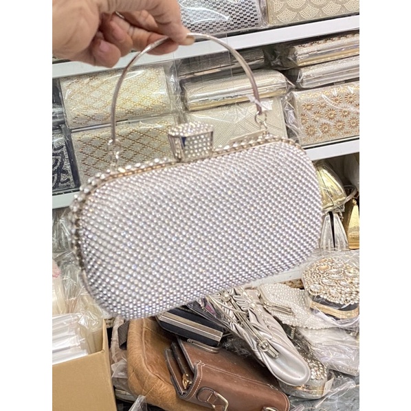 Bóp Đầm Cầm Tay Có Quai Đeo Vai Kết Hạt Thủ Công