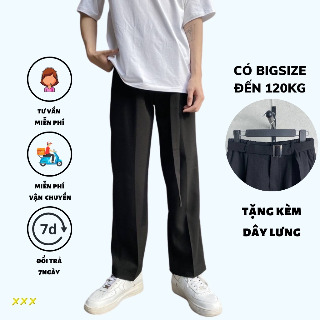 Quần tây âu nam ống rộng cạp cao BIGSIZE, quần ống suông vải hàn cao cấp có size lớn cho người béo đến 120kg