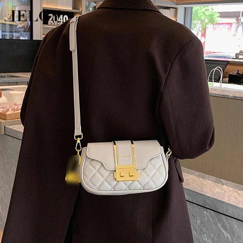 Ielgy Túi Xách Đeo Vai Có Khóa Cài Đính Kim Cương Cổ Điển Cho Nữ