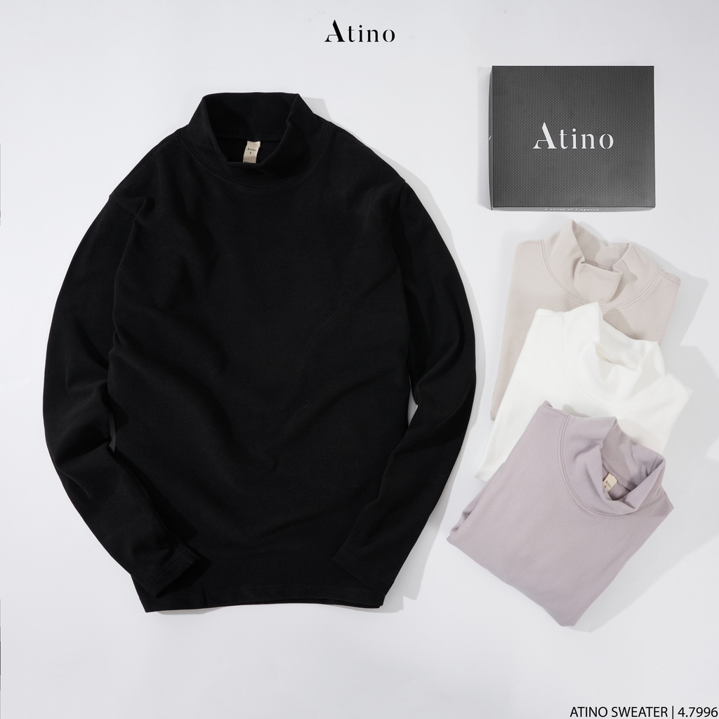 Áo Thun Dài Tay Nỉ Nhung 2 Mặt Giữ Nhiệt Nam Cao Cổ ATINO Vải Nhung Hàn Quốc Cao Cấp Ấm Áp Form Regular Fit AN4.7996