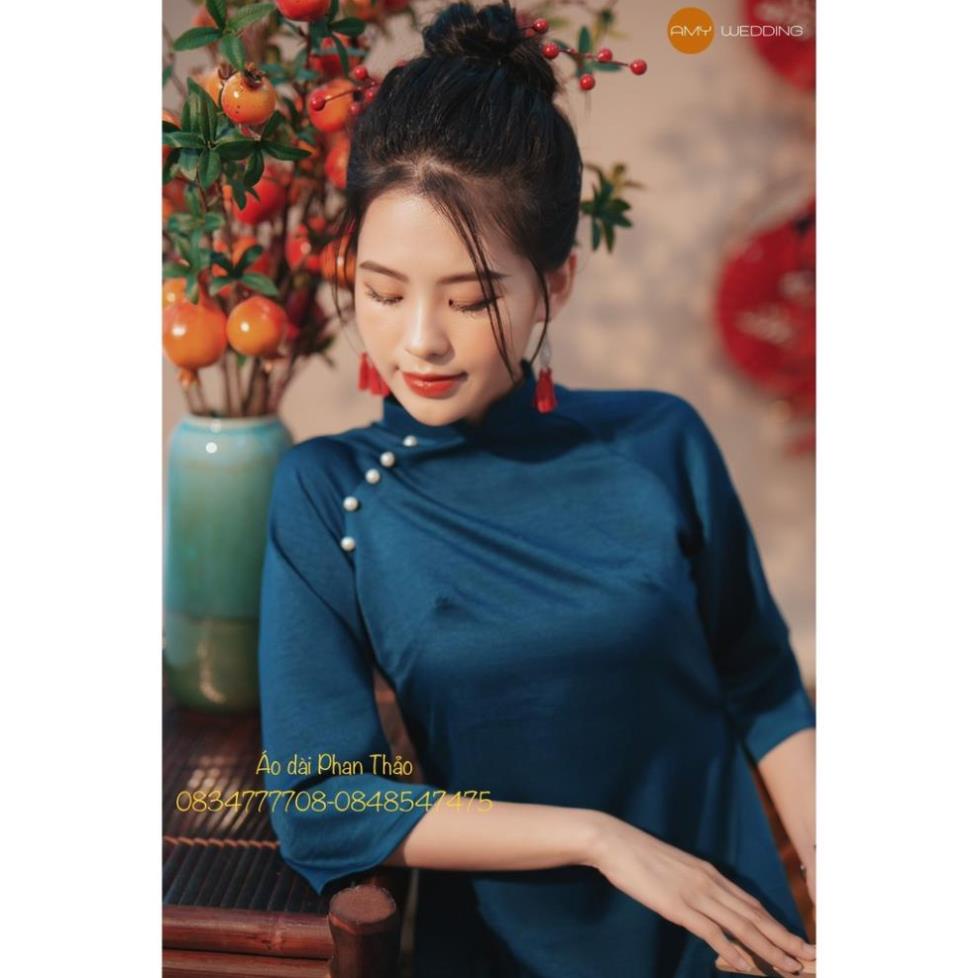 Áo dài cách tân chất liệu lụa tây thi trơn nhiều màu diện tết