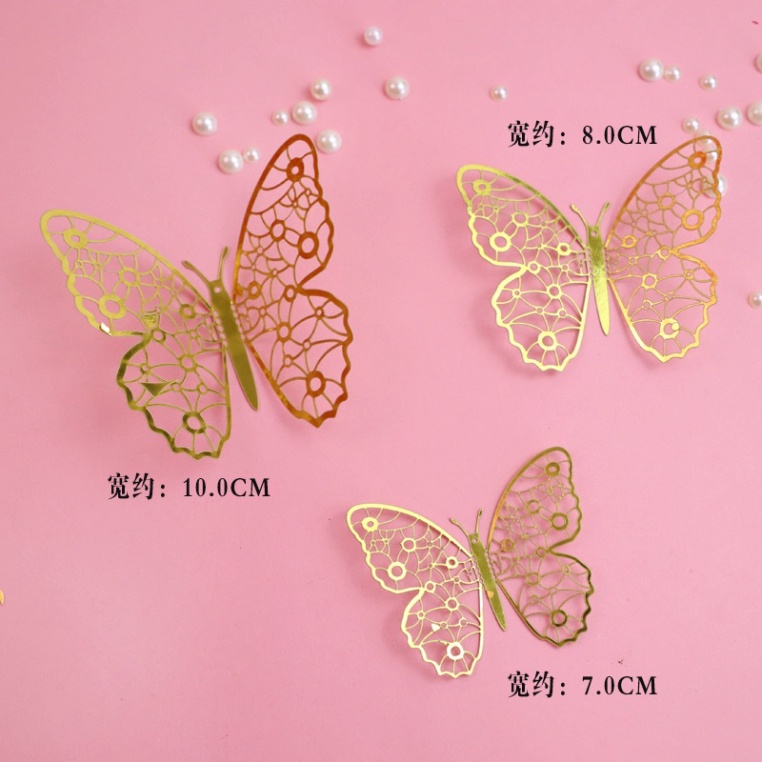 Đồ trang trí bánh  set 12 bướm giấy vàng mẫu mới