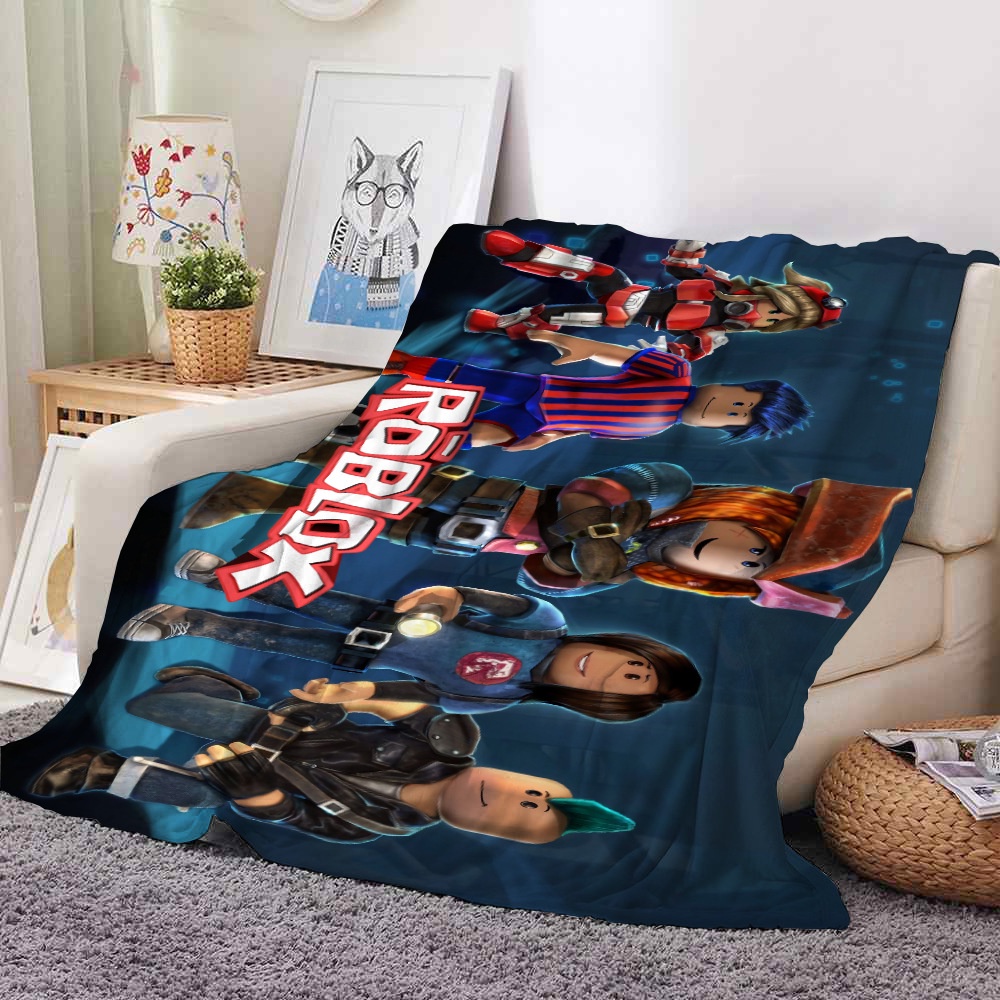 75cmx100cm Roblox Flannel Chăn ✷ ❈ Anime In Hình Ném Chăn Kẻ Sọc Phòng Ngủ Phòng Khách Chăn Ấm Áp Mềm Cho Trẻ Em