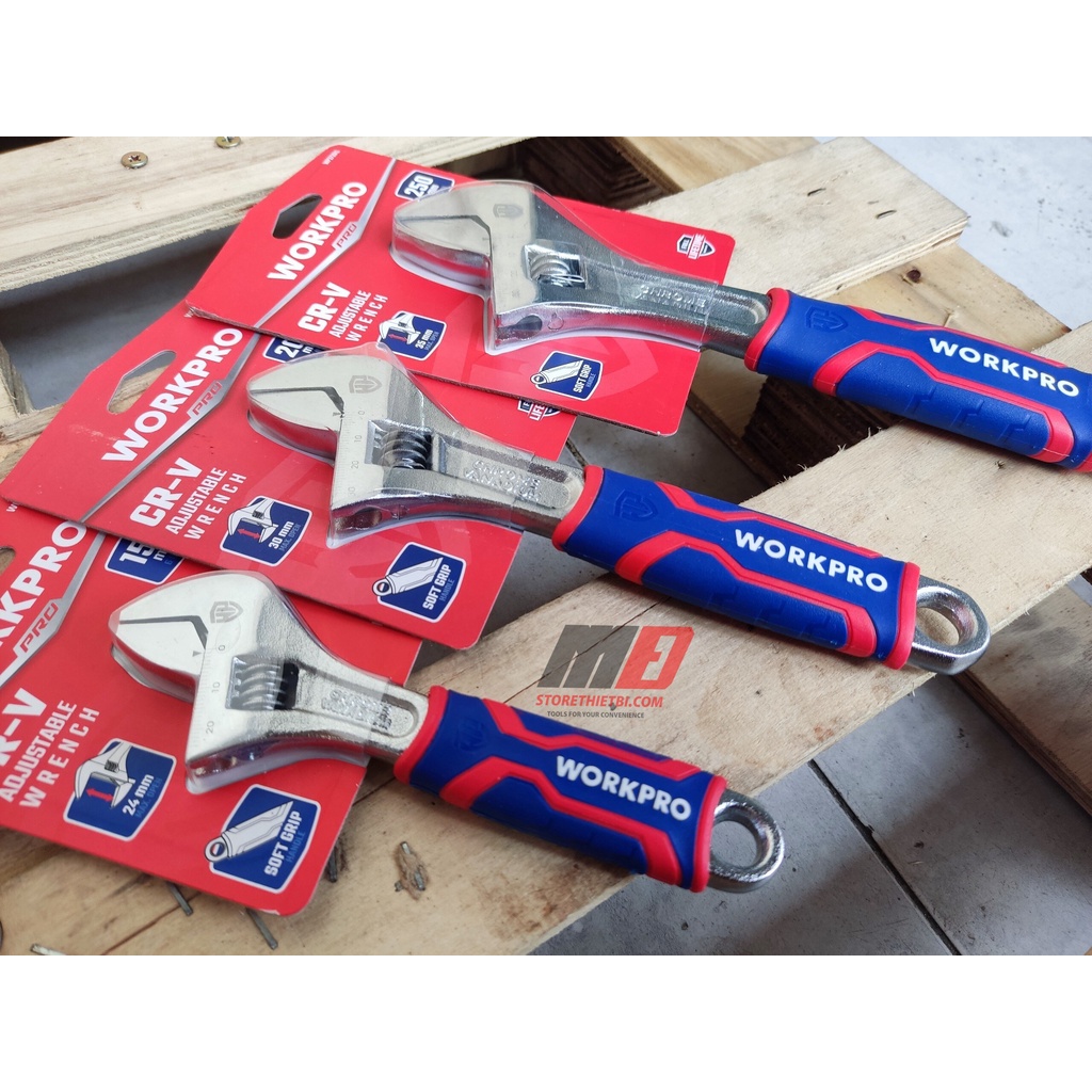 Mỏ lết (Cờ lê điều chỉnh được) thép CR-V cán nhựa Workpro