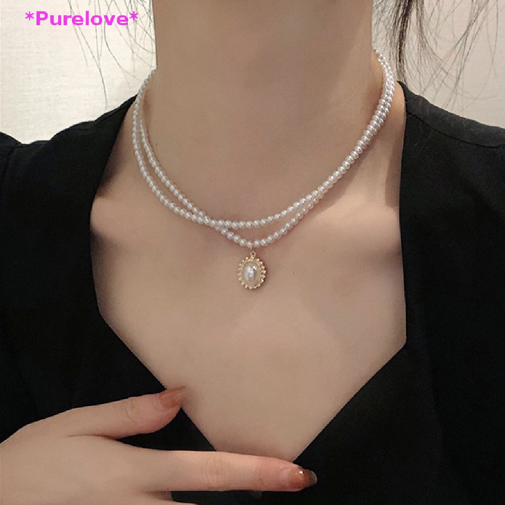 Vòng Cổ Choker Hai Lớp Đính Ngọc Trai Thanh Lịch Dành Cho Nữ Mới