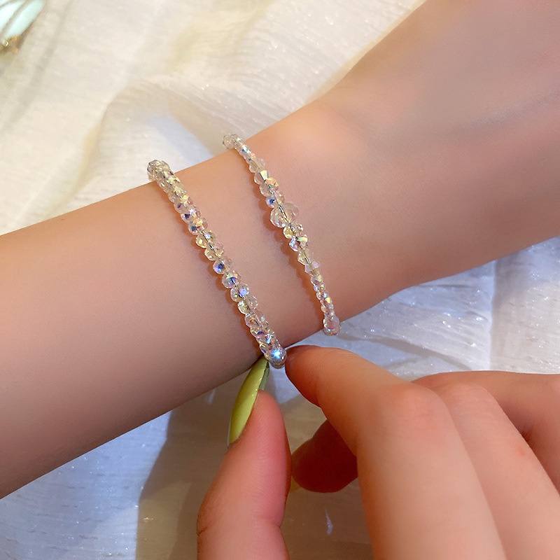 Set 2 Vòng Tay Đính Pha Lê Nhiều Màu Phong Cách Hàn Quốc