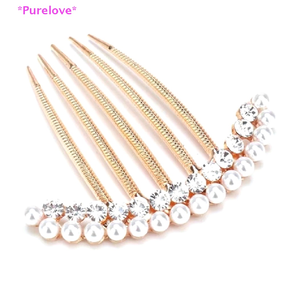 Lược Cài Tóc 5 Răng Đính Ngọc Trai Giả Xinh Xắn Dành Cho Cô Dâu Mới