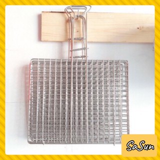 Vỉ kẹp Nướng Thịt Cá, Vỉ Nướng Kẹp Inox Hình Vuông Inox Dày Dặn.