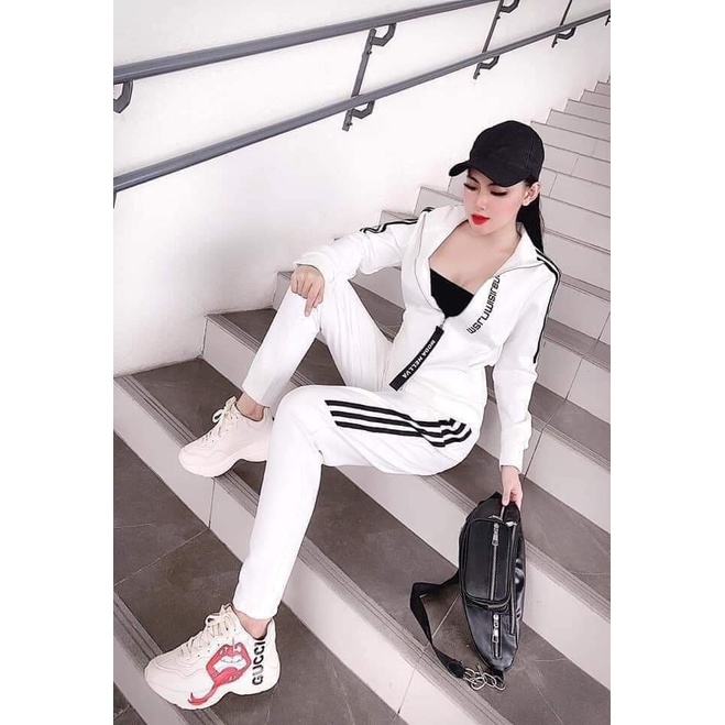 HÀNG LOẠI 1 SET 3 món đồ bộ thu đông chất umi dày sịn sò áo khoác có mũ nón kéo khóa quần dài viền sọc thể thao đẹp