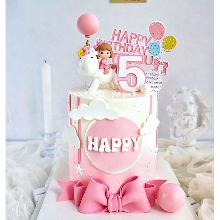 Que Cắm Trang Trí Bánh Kem Hình Kỳ Lân Xinh Xắn