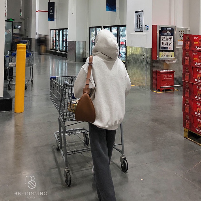 Áo hoodie thể thao SUXI tay dài dáng rộng in chữ thời trang cho nữ