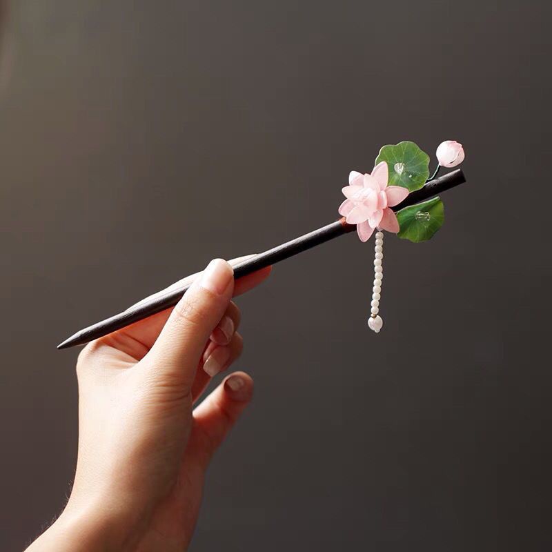 Trâm Cài Tóc Bằng Gỗ Hình Hoa Sen Phong Cách Cổ Điển Cho Nữ
