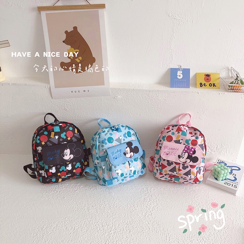 Balo cho bé hình Mickey & Minnie dễ thương, balo cho trẻ em mầm non đi học đi chơi