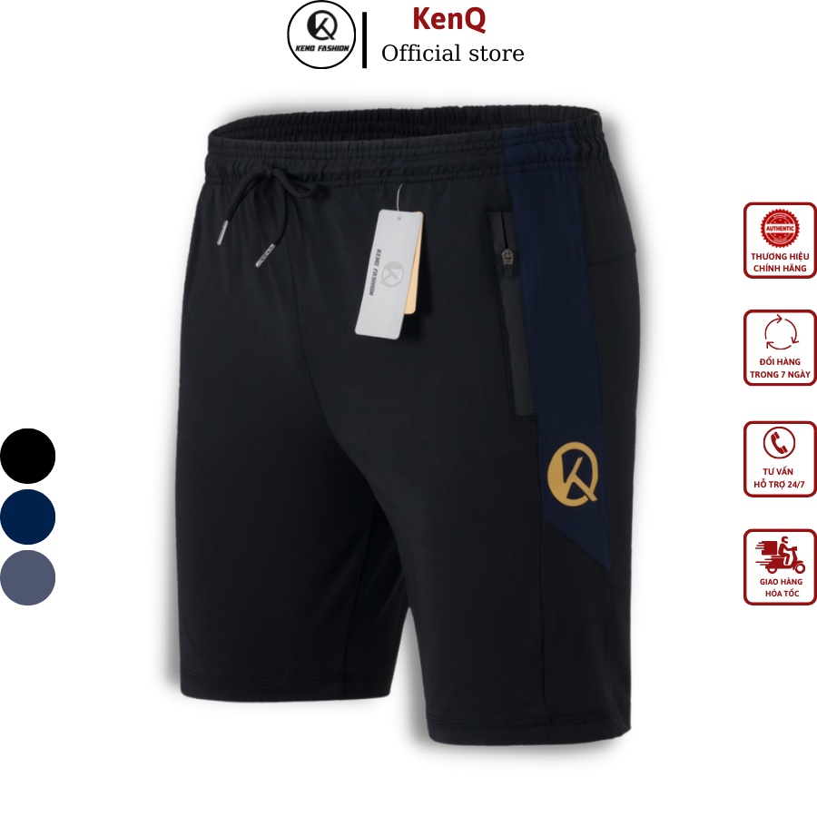 Quần đùi thể thao nam KenQ-02, quần short thể thao chất liệu thun poly mềm mịn, co dãn tốt, vận động thoải mái