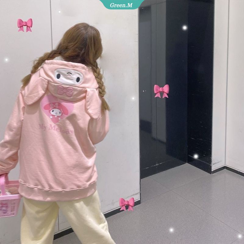 Sanrio Kuromi My Melody Áo Khoác Cardigan Cotton Y2k Kawaii Cinnamoroll Anime Cho Nữ