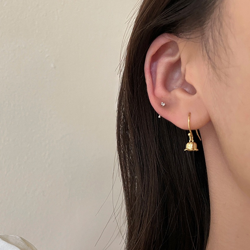 Hoa tai Stud kiểu Pháp cổ điển Lily of the Valley Crochet Hàn Quốc Hoa tai Stud thanh lịch mới của phụ nữ Hoa tai Stud của phụ nữ Trang sức mùa thu và mùa đông của phụ nữ