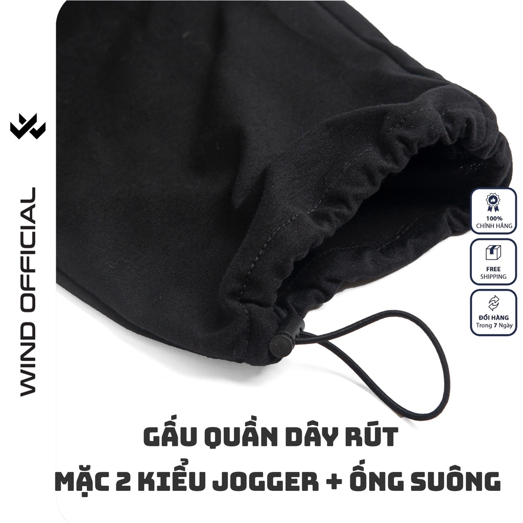 Quần jogger ống rộng WIND unisex dây rút bo chun Basic overszie nam nữ ulzzang