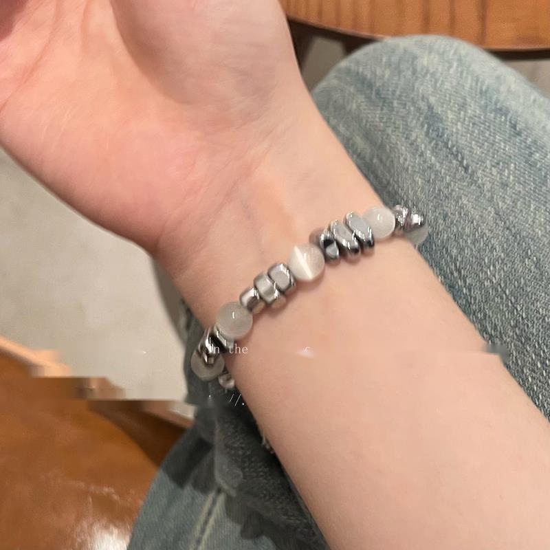 Vòng Tay Titan Đính Đá Opal Phong Cách Hip Hop