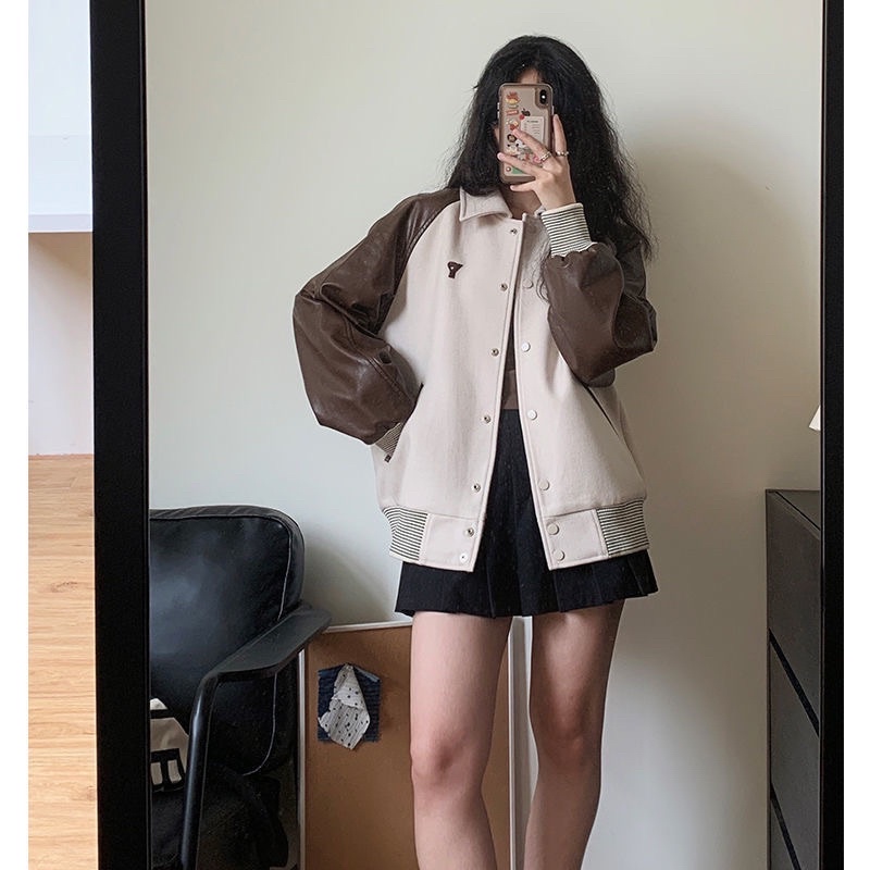 Áo khoác bóng chày nam nữ mới 2022 cổ áo polo phong cách Hàn Quốc