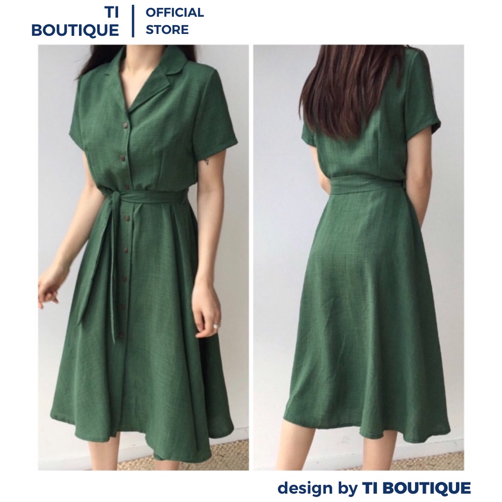 Đầm Công Sở Cổ Vest Tay Ngắn Lịch Thiệp Sang Chảnh, Đầm Váy Nữ Dáng Suông Có Dây Thắt Eo Xinh Đẹp