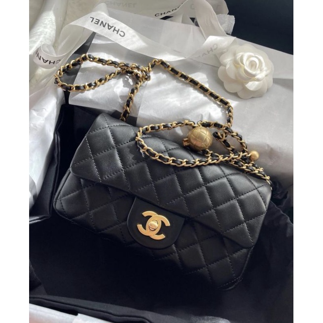 Túi xách nữ thời trang Classic quả cầu đeo chỉnh nấc sz20cm da lì fullbox nam châm cực đẹp