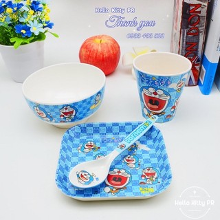 Cốc bát đĩa thìa Hello Kitty Doremon