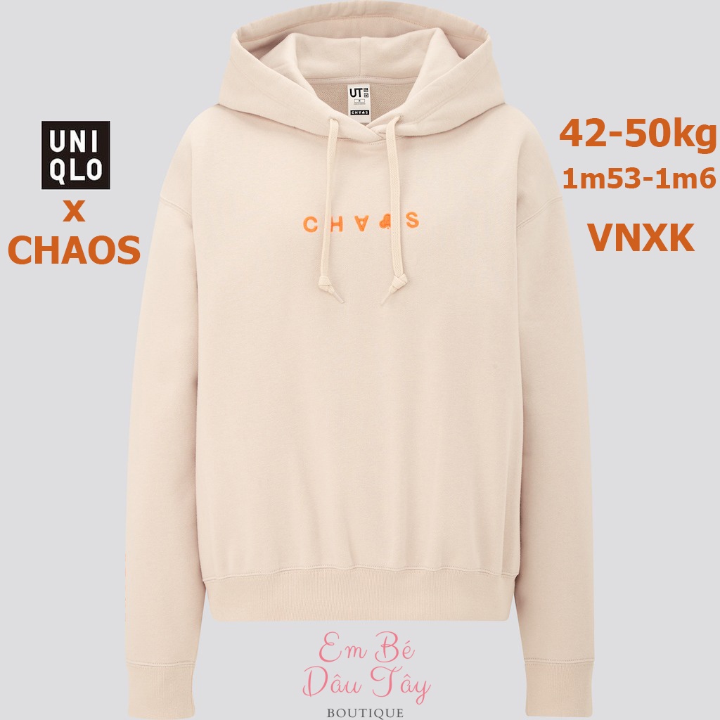 Áo hoodie nữ 42-50kg U N I Q L O x C H A O S VNXK Áo nỉ có nón bé gái teen Áo nỉ có mũ hàng hiệu cao cấp
