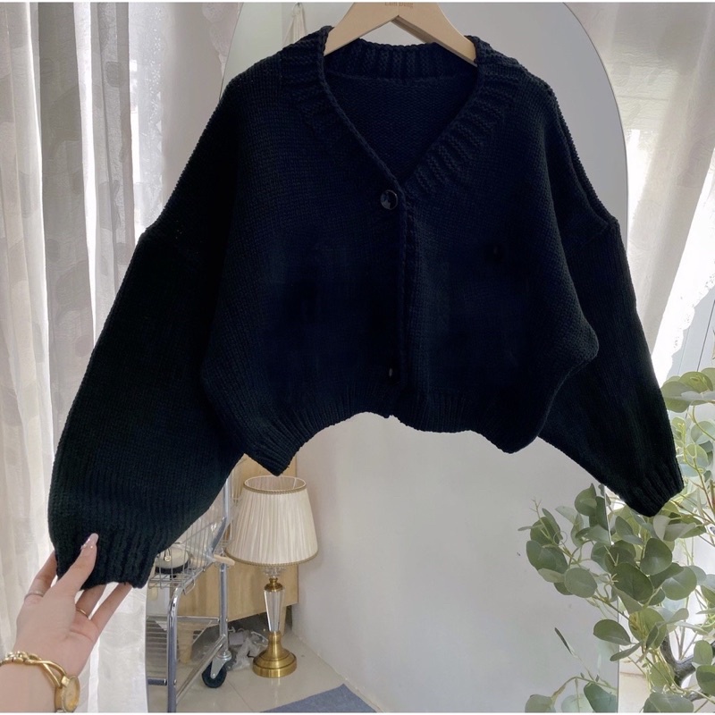 Áo len cardigan nữ trơn dáng ngắn hình shop tự chụp 100% | BigBuy360 - bigbuy360.vn