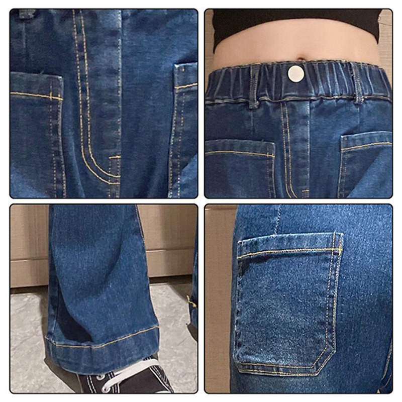 Quần Jeans Dài Ống Loe Có Túi Trước Và Sau Lưng Phong Cách Hàn Quốc Cho Nữ