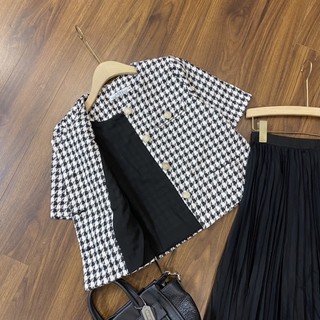 áo dạ tweed đen trắng