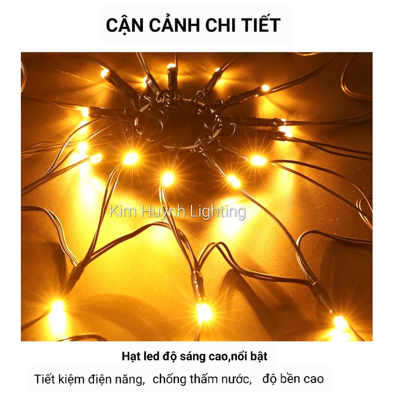 Đèn lưới mạng nhện trang trí Halloween kèm remote chỉnh 8 chế độ nháy