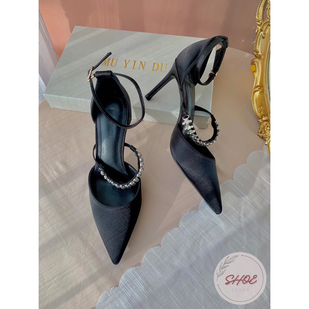 GÓT NHỌN BÍT LỤA SATIN QUAI NGANG ĐÁ Z-18