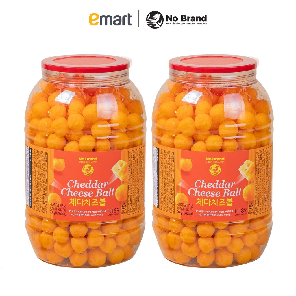 [Combo 2] Snack Phô Mai Viên Size Jumbo Cheddar Cheese Ball No Brand 380g - Emart VN