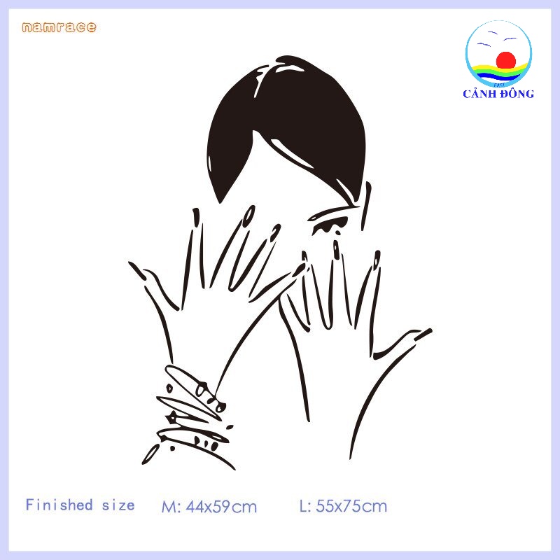 Decal dán tường cô gái nail nghệ thuật dán kính, tường, gỗ,- in size theo yêu cầu trên nhiều chất liệu sẵn keo dán dễ