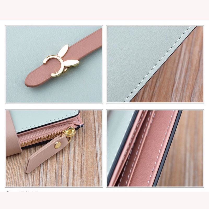 Ví bóp nữ cầm tay dài cao cấp đẹp phong cách Hàn Quốc khóa cài chú thỏ dễ thương nhiều ngăn đựng tiện dụng HANASO VD002