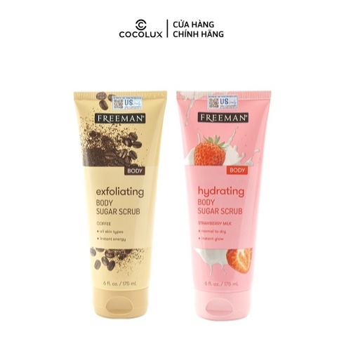 Tẩy Da Chết Body Sugar Scrub Freeman 175ml - Tẩy tế bào chết cơ thể giúp da mịn màng tươi sáng
