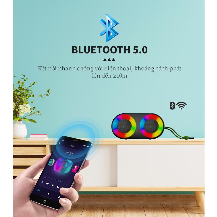 Loa mini cầm tay Bestsound BD-K212 kết nối Bluetooth, USB, TF, đèn LED đổi màu, thiết kế chống thấm nước