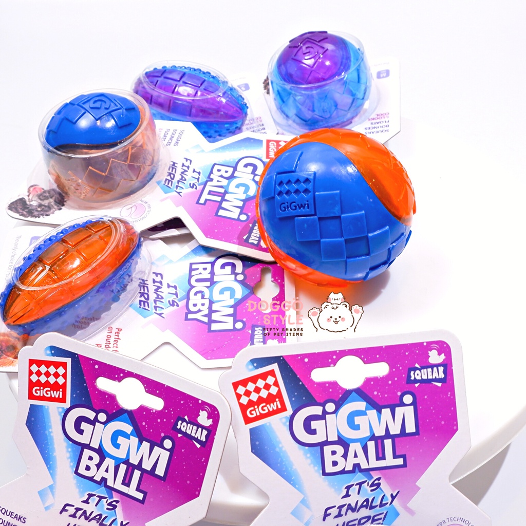 Đồ Chơi Cho Chó Lớn Cao Cấp Có Tiếng Kêu GiGwi G-Ball Giúp Làm Sạch Răng Giảm Stress DOGGOSTYLE