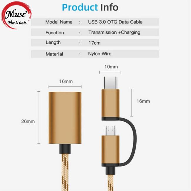 Dây Cáp Chuyển Đổi Dữ Liệu OTG Type-c Sang Usb 2 Trong 1 Cho Điện Thoại / Máy Tính Bảng