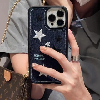 Ốp điện thoại thêu Jane cho iPhone 17promax 17pro 17 14promax 14pro 14max thiết kế ngôi sao đen trắng iPhone13 13pro 13promax Ốp mềm iPhone x / xs xr xsmax iPhone12promax