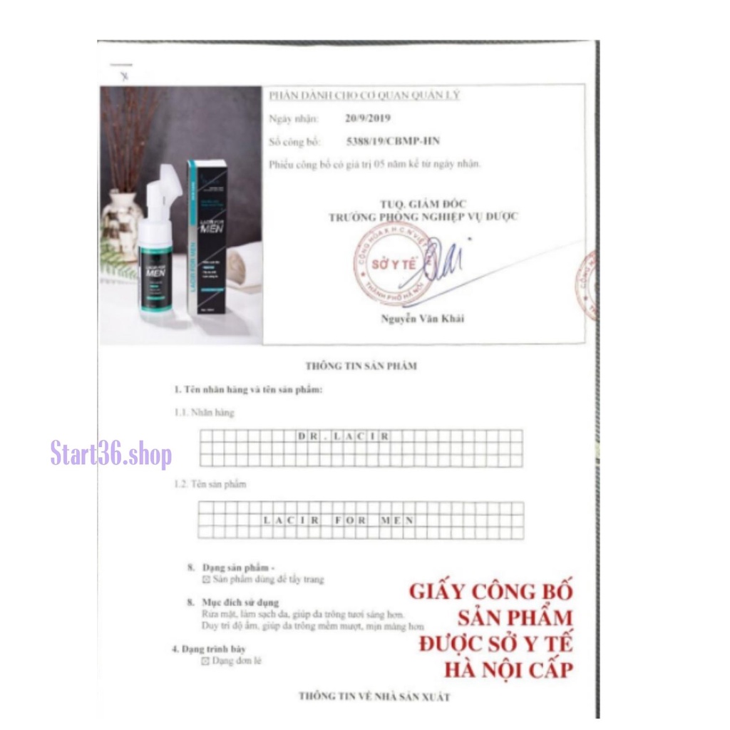 Sữa rửa mặt Great86 sữa rửa mặt nam Lacir For Men Dr Lacir làm sạch bụi bẩn dầu thừa sáng da ngăn ngừa mụn 150ml