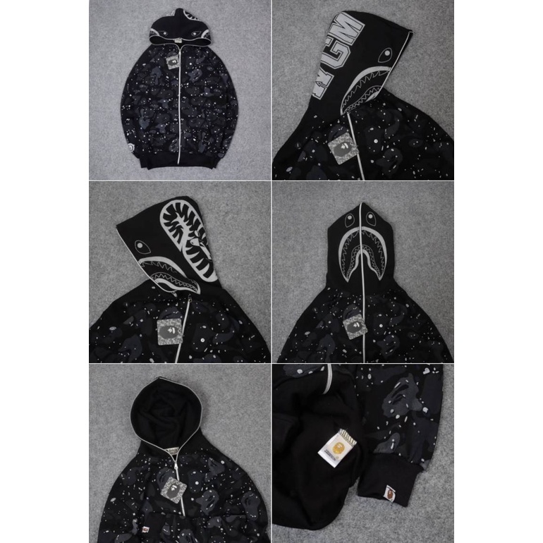 Áo HOODIE BAPE SHARK CAMO BLUE - FULLTAG + Nhãn Nhập Khẩu APE Cao Cấp
